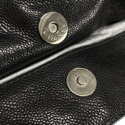Chanel Luxury Line Tote Bag Black Chain Shoulder Silver Hardware