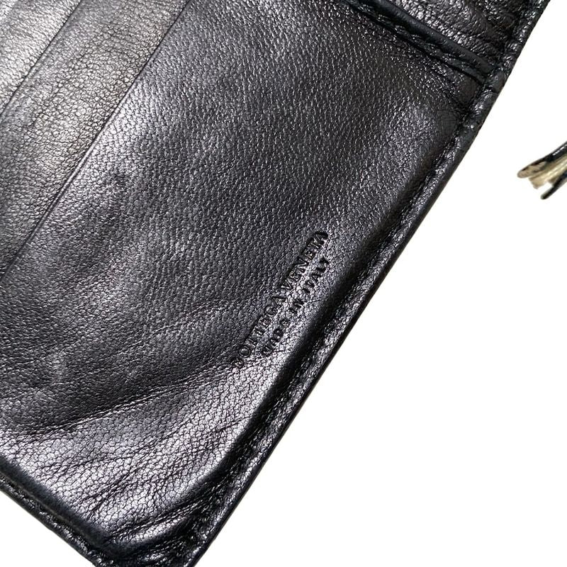 Bottega Veneta Long Wallet Intrecciato 114074 Black Leather