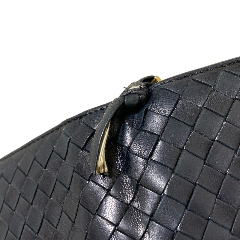 Bottega Veneta Long Wallet Intrecciato 114074 Black Leather