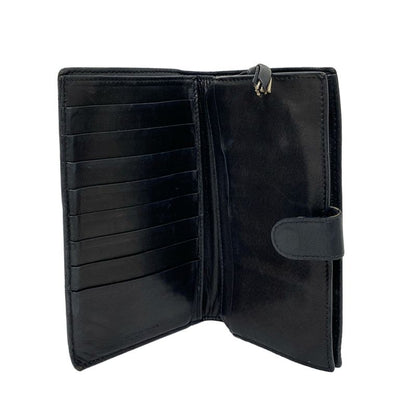 Bottega Veneta Long Wallet Intrecciato 114074 Black Leather