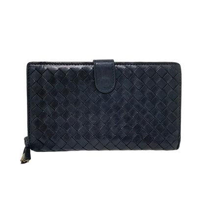 Bottega Veneta Long Wallet Intrecciato 114074 Black Leather