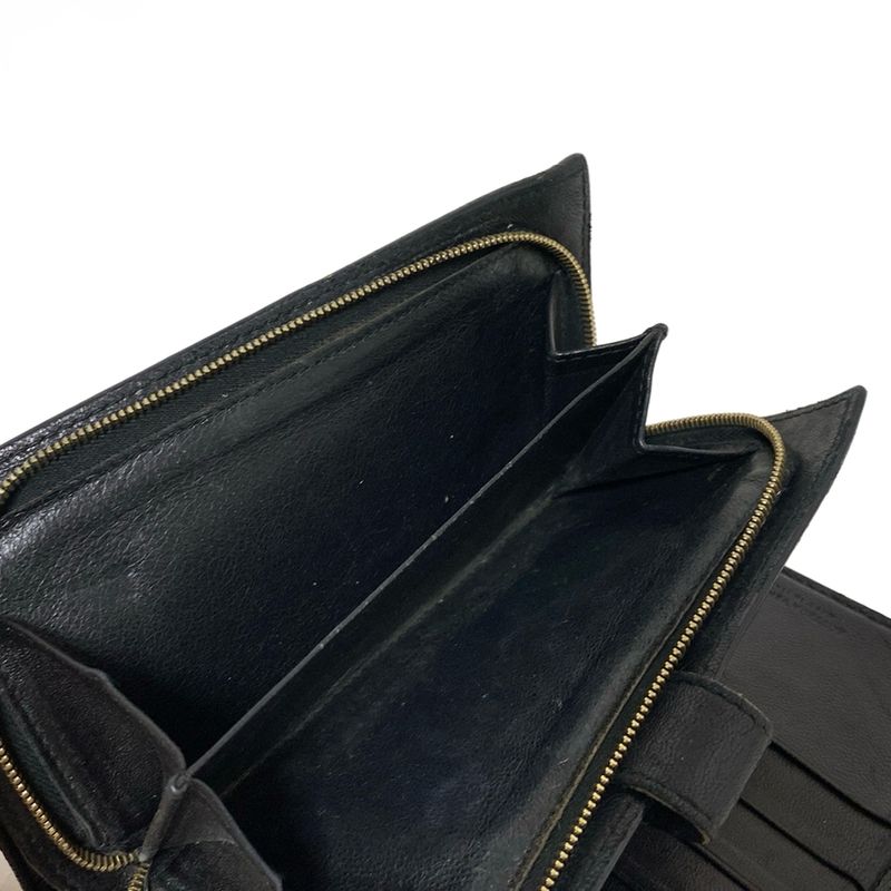 Bottega Veneta Long Wallet Intrecciato 114074 Black Leather