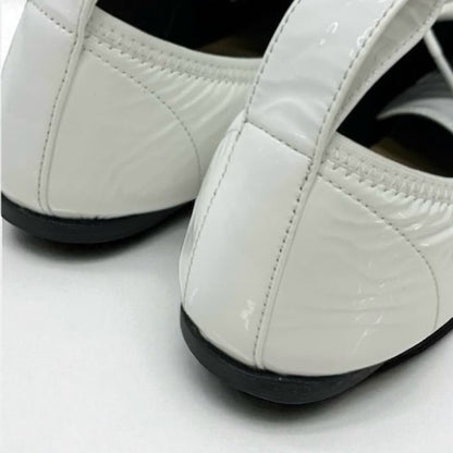 Loewe Flat Shoes Patent White Gold Unused Anagram Soft Derby Lace-up Shoes