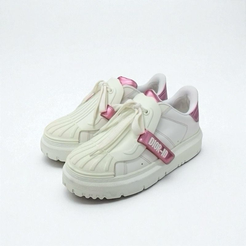 Christian Dior-id Sneakers Shoes Leather Rubber White Pink Logo Velcro