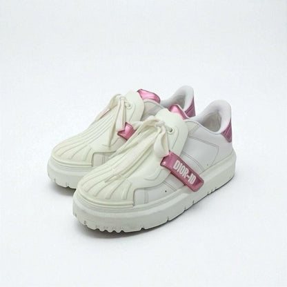 Christian Dior-id Sneakers Shoes Leather Rubber White Pink Logo Velcro
