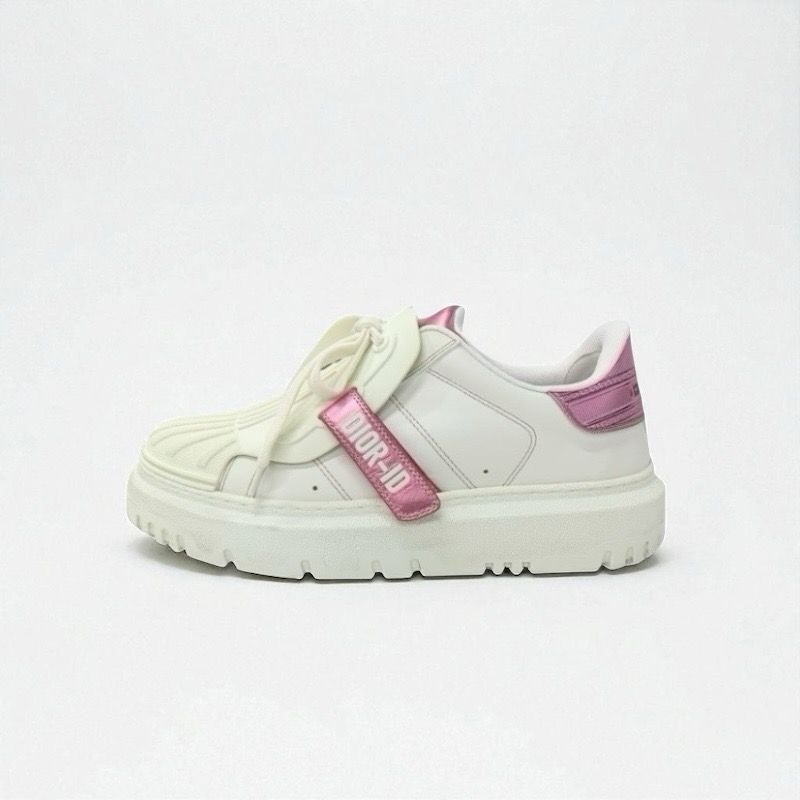 Christian Dior-id Sneakers Shoes Leather Rubber White Pink Logo Velcro