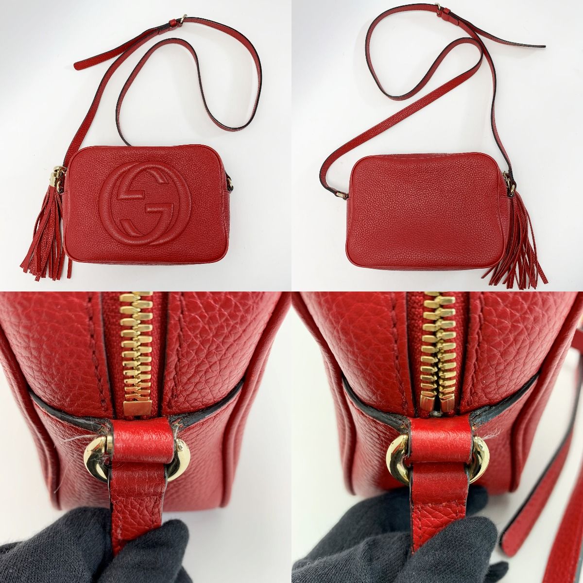 Gucci Soho Shoulder Bag 308364 498879 Red Leather Ladies