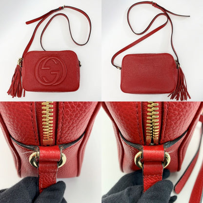 Gucci Soho Shoulder Bag 308364 498879 Red Leather Ladies