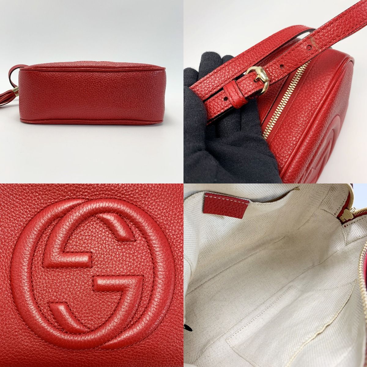 Gucci Soho Shoulder Bag 308364 498879 Red Leather Ladies