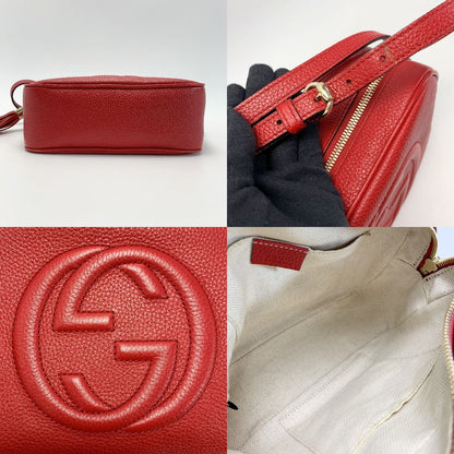 Gucci Soho Shoulder Bag 308364 498879 Red Leather Ladies