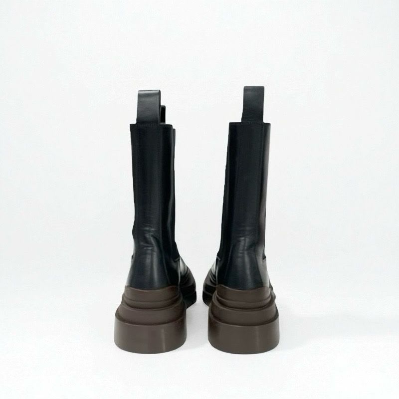 Bottega Veneta Tire Boots Short Shoes Leather Black Brown Chelsea