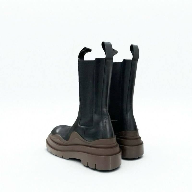 Bottega Veneta Tire Boots Short Shoes Leather Black Brown Chelsea