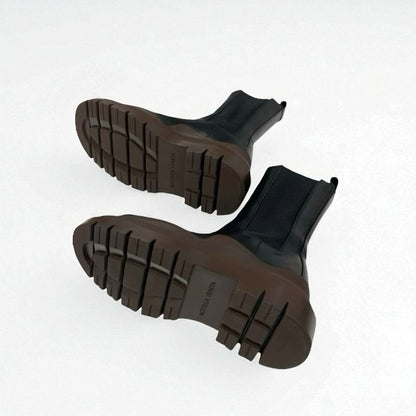 Bottega Veneta Tire Boots Short Shoes Leather Black Brown Chelsea