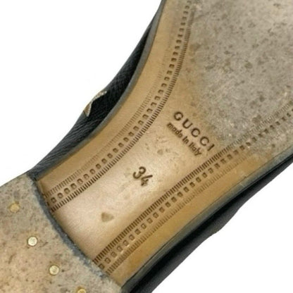 Gucci Loafer Leather Shoes Leather Black Gold Black Horsebit Star Bee Embroidery