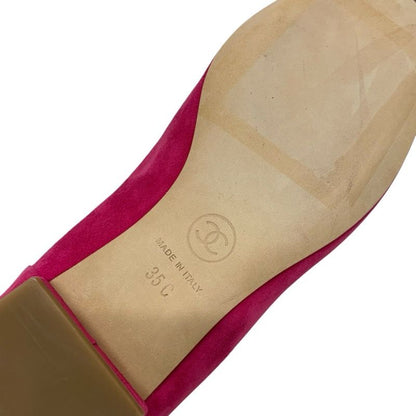Chanel Loafers Leather Shoes Suede Pink Here Mark Flat Shoes