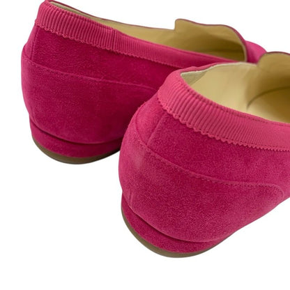 Chanel Loafers Leather Shoes Suede Pink Here Mark Flat Shoes