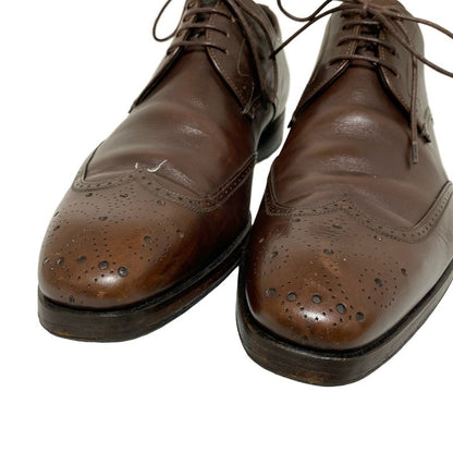 Prada Shoes 5 1 2 Mens - Dark Brown Wingtip With Reupholstered Sole Leather