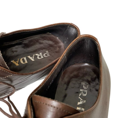 Prada Shoes 5 1 2 Mens - Dark Brown Wingtip With Reupholstered Sole Leather