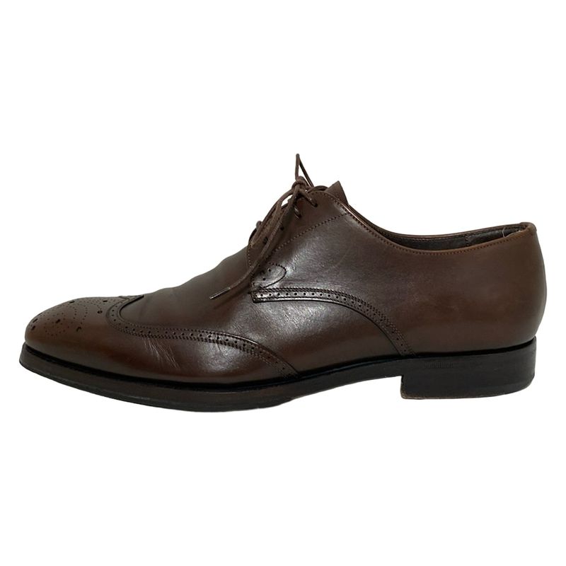 Prada Shoes 5 1 2 Mens - Dark Brown Wingtip With Reupholstered Sole Leather