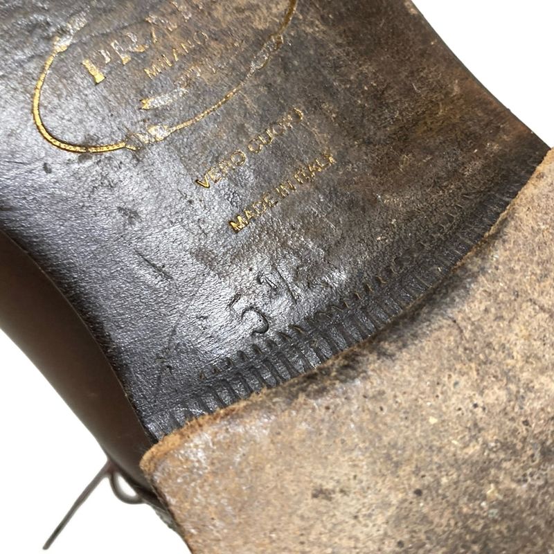 Prada Shoes 5 1 2 Mens - Dark Brown Wingtip With Reupholstered Sole Leather