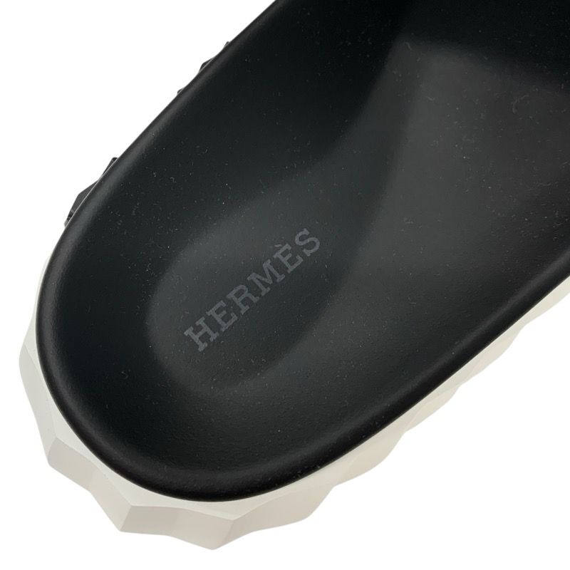 Hermes Infrastructure Sandals Shoes Leather Black White Black Unused