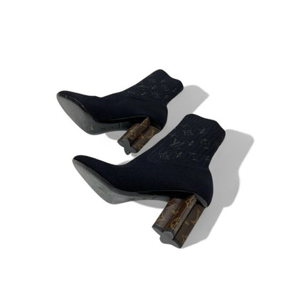Louis Vuitton Silhouette Line Monogram Boots Short Shoes Fabric Leather