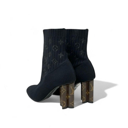 Louis Vuitton Silhouette Line Monogram Boots Short Shoes Fabric Leather