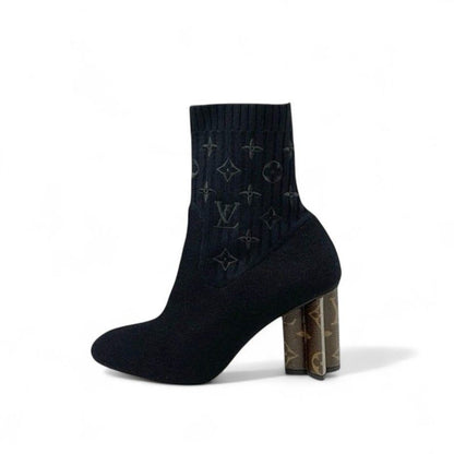 Louis Vuitton Silhouette Line Monogram Boots Short Shoes Fabric Leather