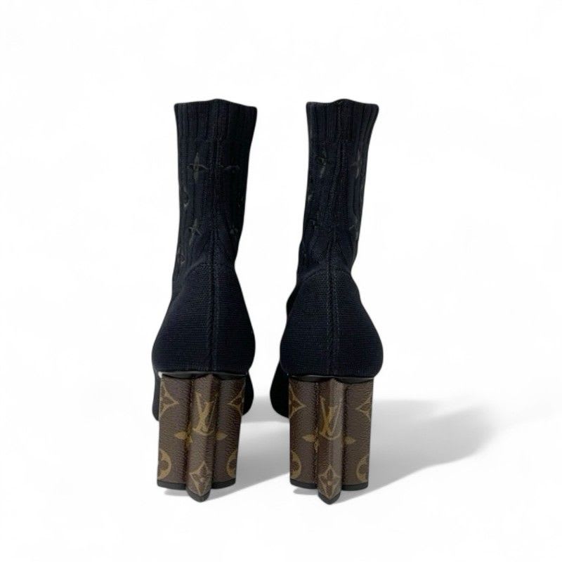 Louis Vuitton Silhouette Line Monogram Boots Short Shoes Fabric Leather