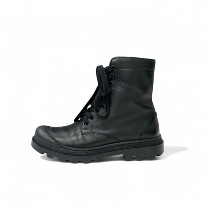 Loewe Boots Short Shoes Leather Black Logo Lace Up Combat