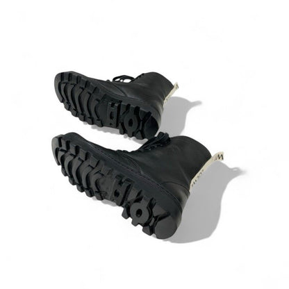 Loewe Boots Short Shoes Leather Black Logo Lace Up Combat