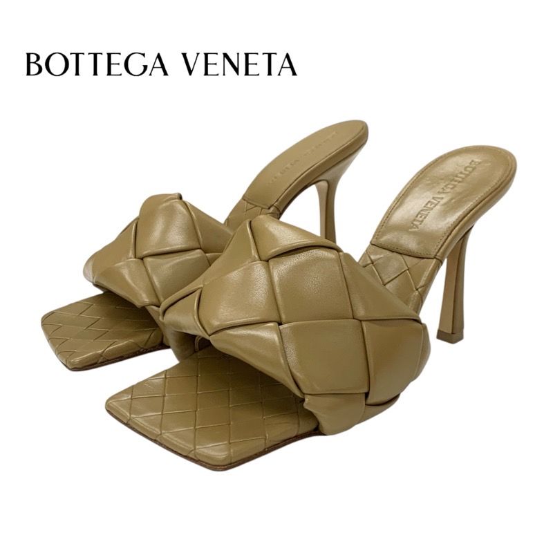 Bottega Veneta Lido Sandals Shoes Leather Beige Intrecciato Mules