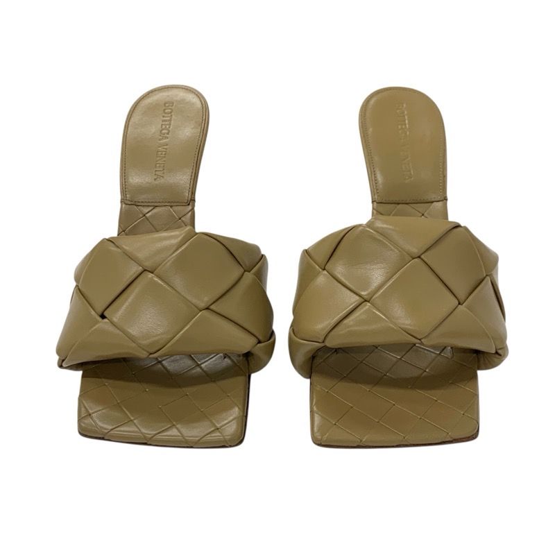 Bottega Veneta Lido Sandals Shoes Leather Beige Intrecciato Mules