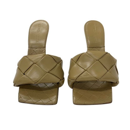 Bottega Veneta Lido Sandals Shoes Leather Beige Intrecciato Mules