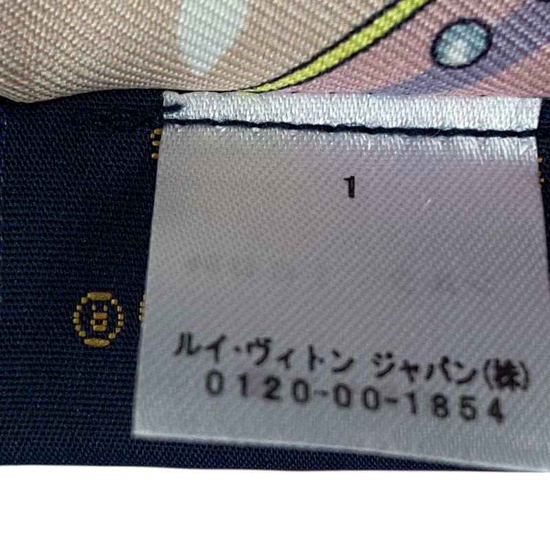 Louis Vuitton Current Twilly Silk Monogram Logo All Over Pattern Pink Blue