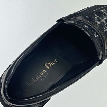 Christian DIOR Boy Loafer Leather Shoes Fabric Leather Black White Black