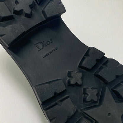 Christian DIOR Boy Loafer Leather Shoes Fabric Leather Black White Black