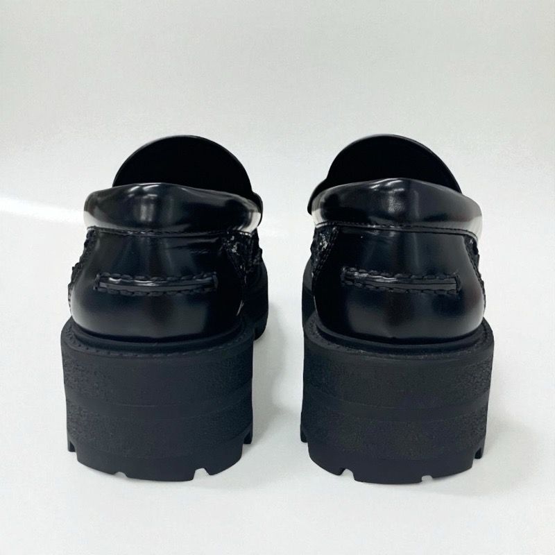 Christian DIOR Boy Loafer Leather Shoes Fabric Leather Black White Black