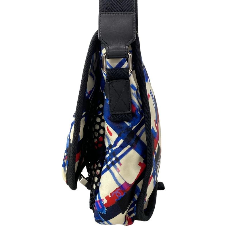 Chanel Shoulder Bag Airline White X Blue X Red Silver Hardware