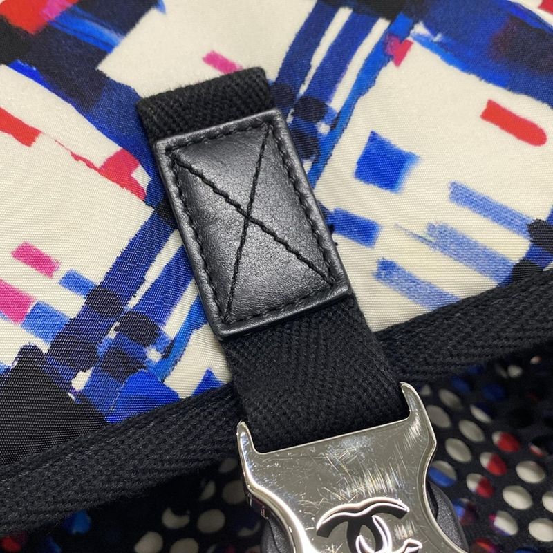 Chanel Shoulder Bag Airline White X Blue X Red Silver Hardware