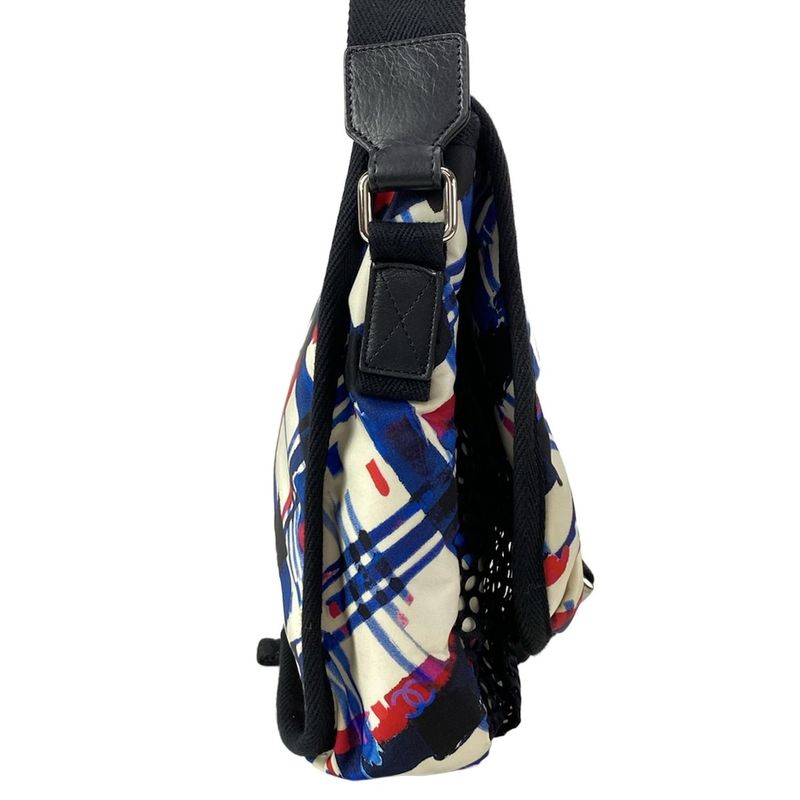 Chanel Shoulder Bag Airline White X Blue X Red Silver Hardware