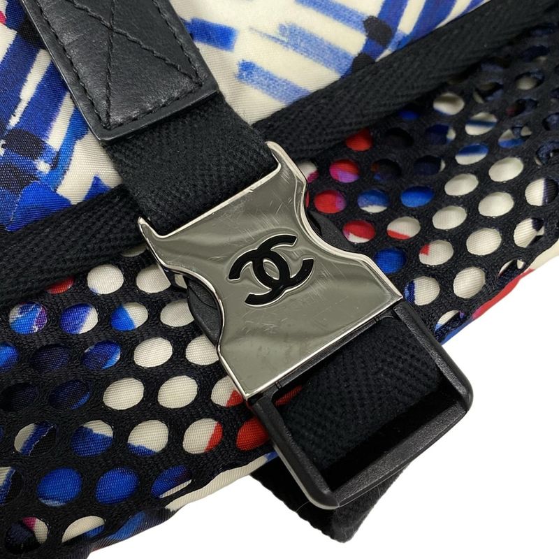 Chanel Shoulder Bag Airline White X Blue X Red Silver Hardware
