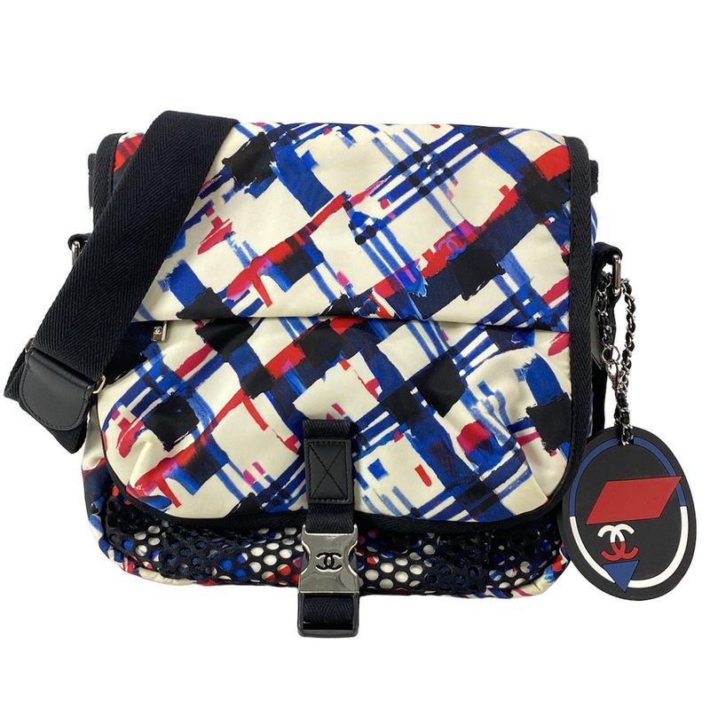Chanel Shoulder Bag Airline White X Blue X Red Silver Hardware