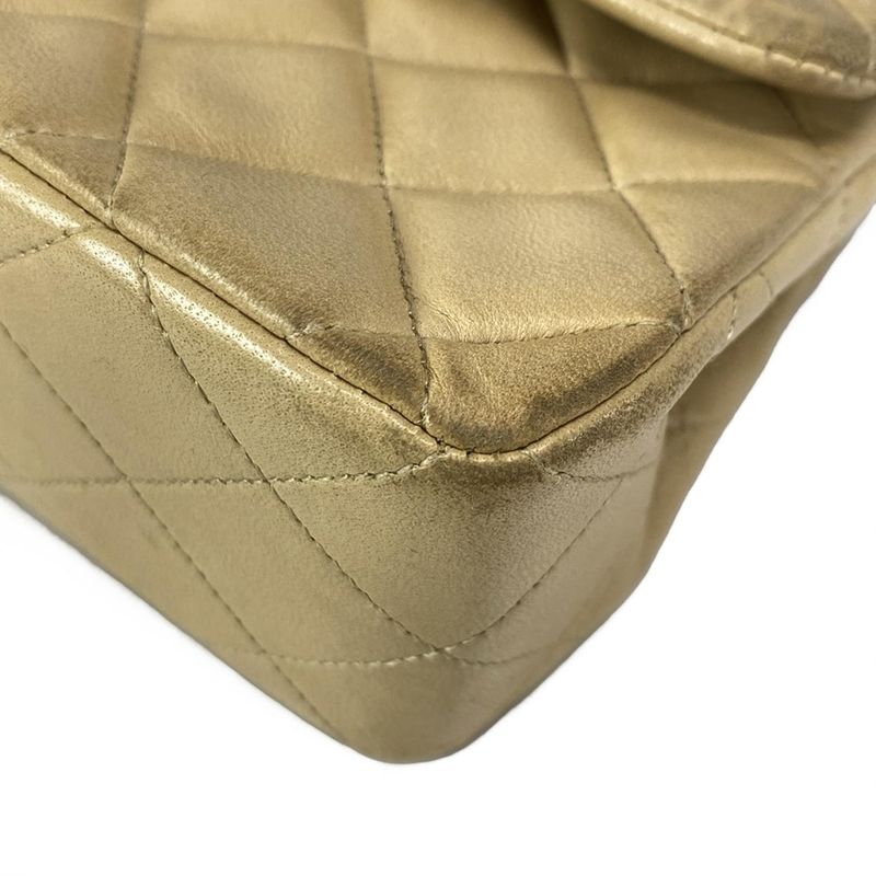 Chanel Shoulder Bag Double Flap Matelasse A01113 Beige Chain Shoulder Gold