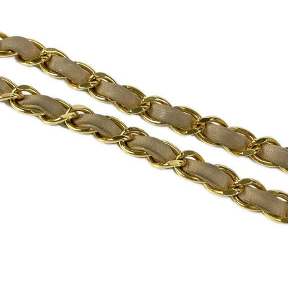 Chanel Shoulder Bag Double Flap Matelasse A01113 Beige Chain Shoulder Gold