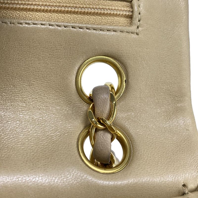 Chanel Shoulder Bag Double Flap Matelasse A01113 Beige Chain Shoulder Gold