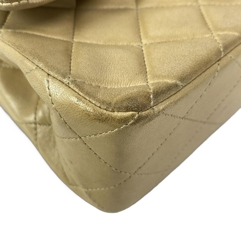 Chanel Shoulder Bag Double Flap Matelasse A01113 Beige Chain Shoulder Gold