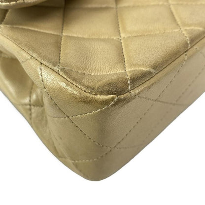 Chanel Shoulder Bag Double Flap Matelasse A01113 Beige Chain Shoulder Gold