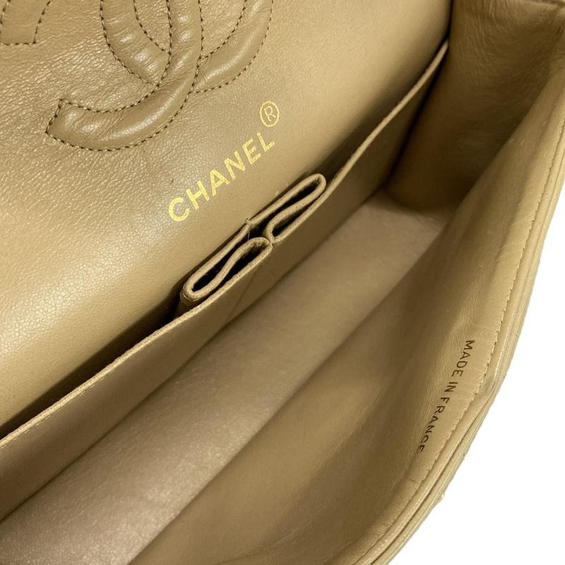 Chanel Shoulder Bag Double Flap Matelasse A01113 Beige Chain Shoulder Gold