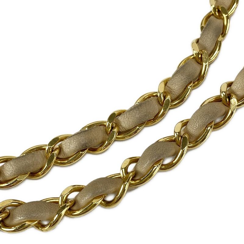 Chanel Shoulder Bag Double Flap Matelasse A01113 Beige Chain Shoulder Gold